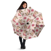 Beige Paniolo Palaka Hawaiian Cowgirl Christmas Umbrella - Polynesian Pride