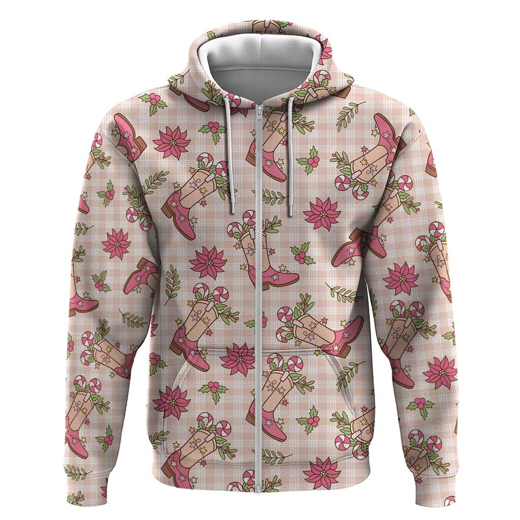 Beige Paniolo Palaka Hawaiian Cowgirl Christmas Zip Hoodie LT9 Zip Hoodie Beige - Polynesian Pride