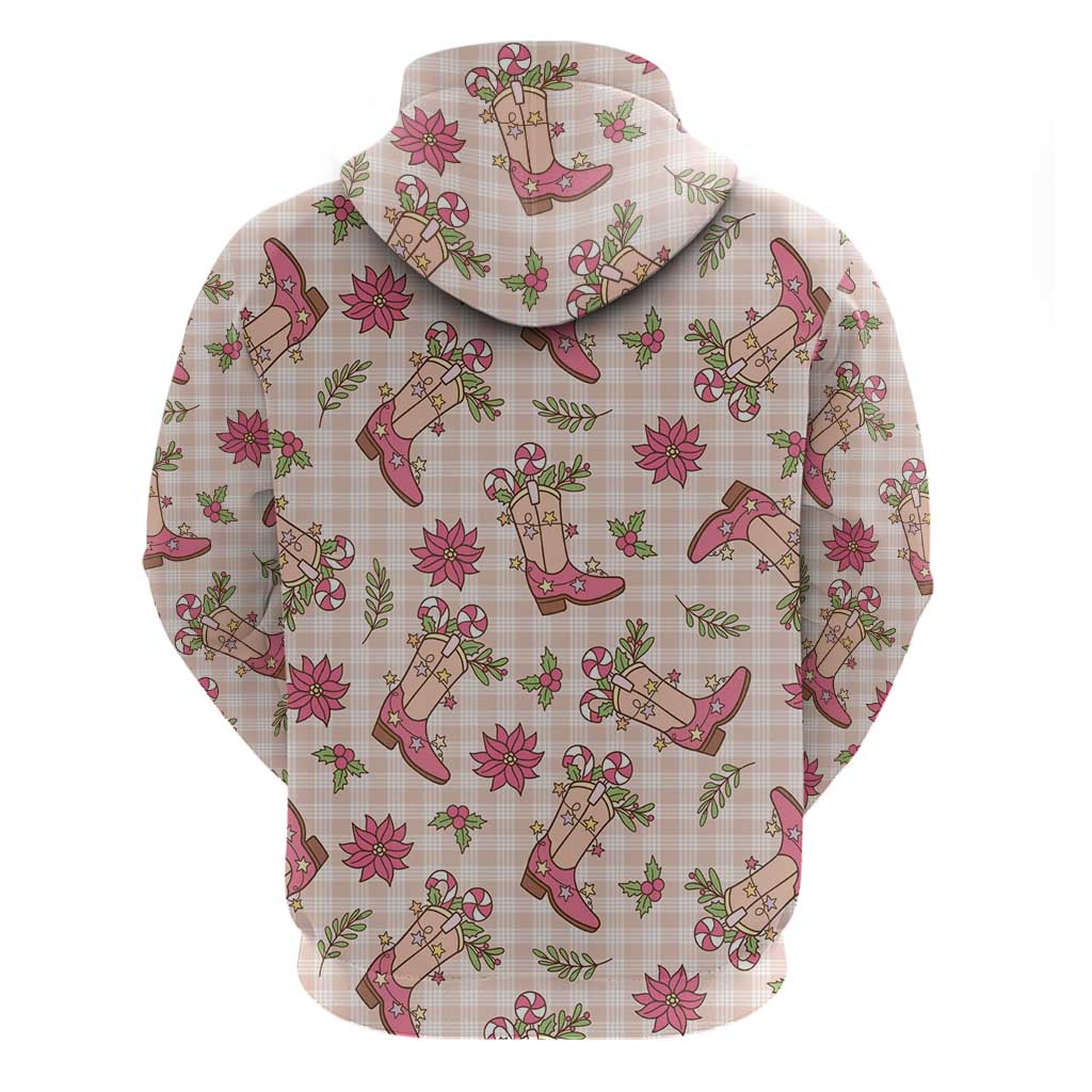 Beige Paniolo Palaka Hawaiian Cowgirl Christmas Zip Hoodie LT9 - Polynesian Pride