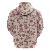 Beige Paniolo Palaka Hawaiian Cowgirl Christmas Zip Hoodie LT9 - Polynesian Pride