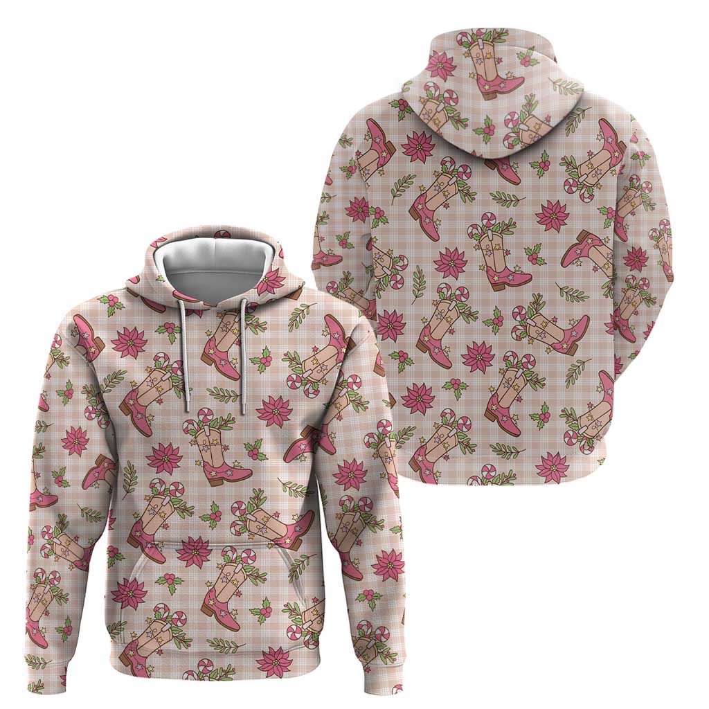 Beige Paniolo Palaka Hawaiian Cowgirl Christmas Zip Hoodie LT9 - Polynesian Pride
