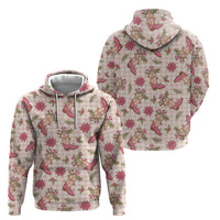 Beige Paniolo Palaka Hawaiian Cowgirl Christmas Zip Hoodie LT9 - Polynesian Pride