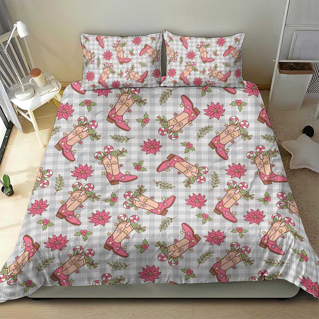 Gray Paniolo Palaka Hawaiian Cowgirl Christmas Bedding Set - Polynesian Pride