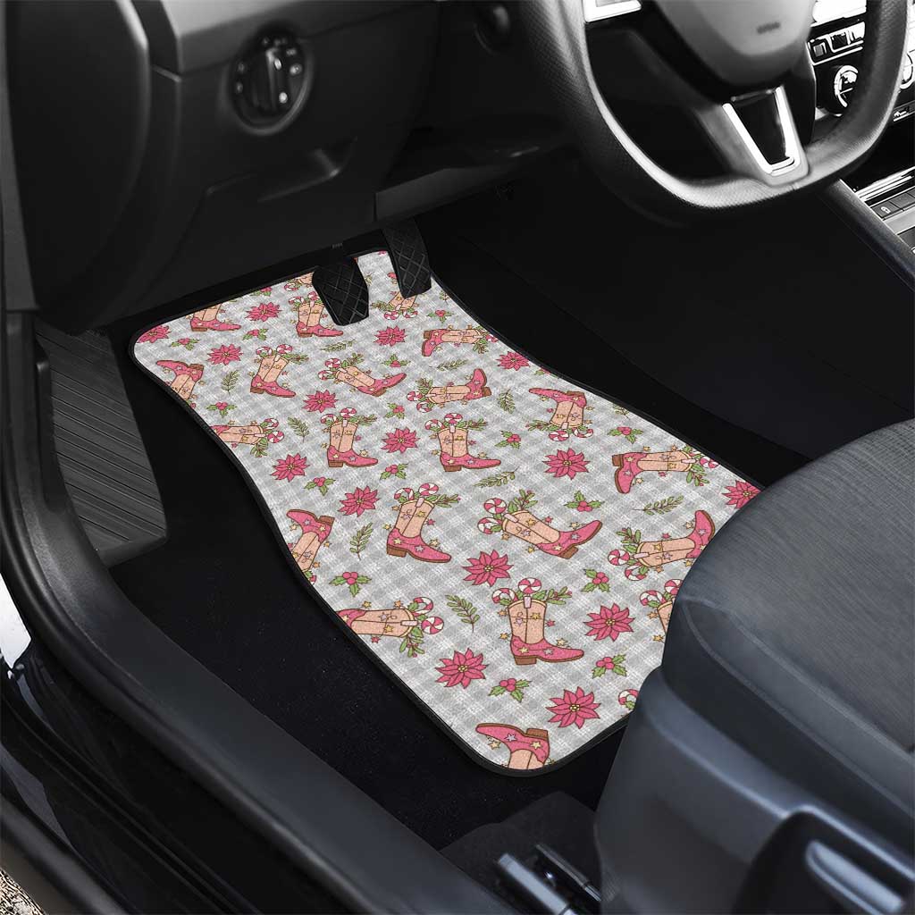 Gray Paniolo Palaka Hawaiian Cowgirl Christmas Car Mats - Polynesian Pride