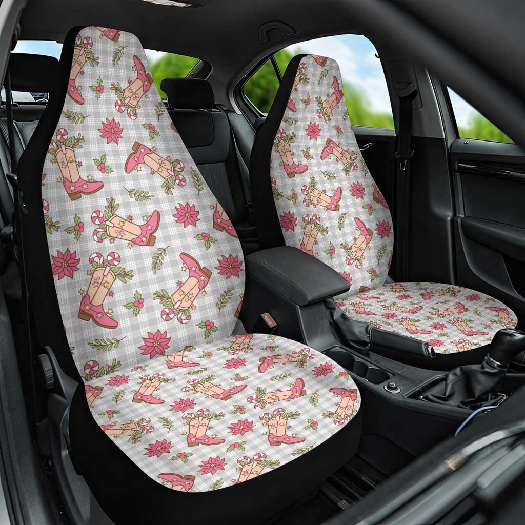 Gray Paniolo Palaka Hawaiian Cowgirl Christmas Car Seat Cover - Polynesian Pride