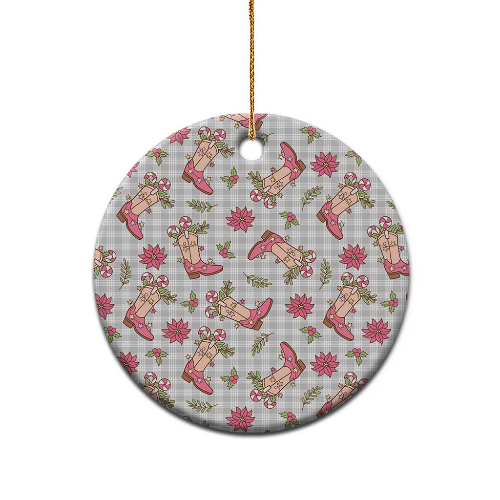 Gray Paniolo Palaka Hawaiian Cowgirl Christmas Ceramic Ornament - Polynesian Pride