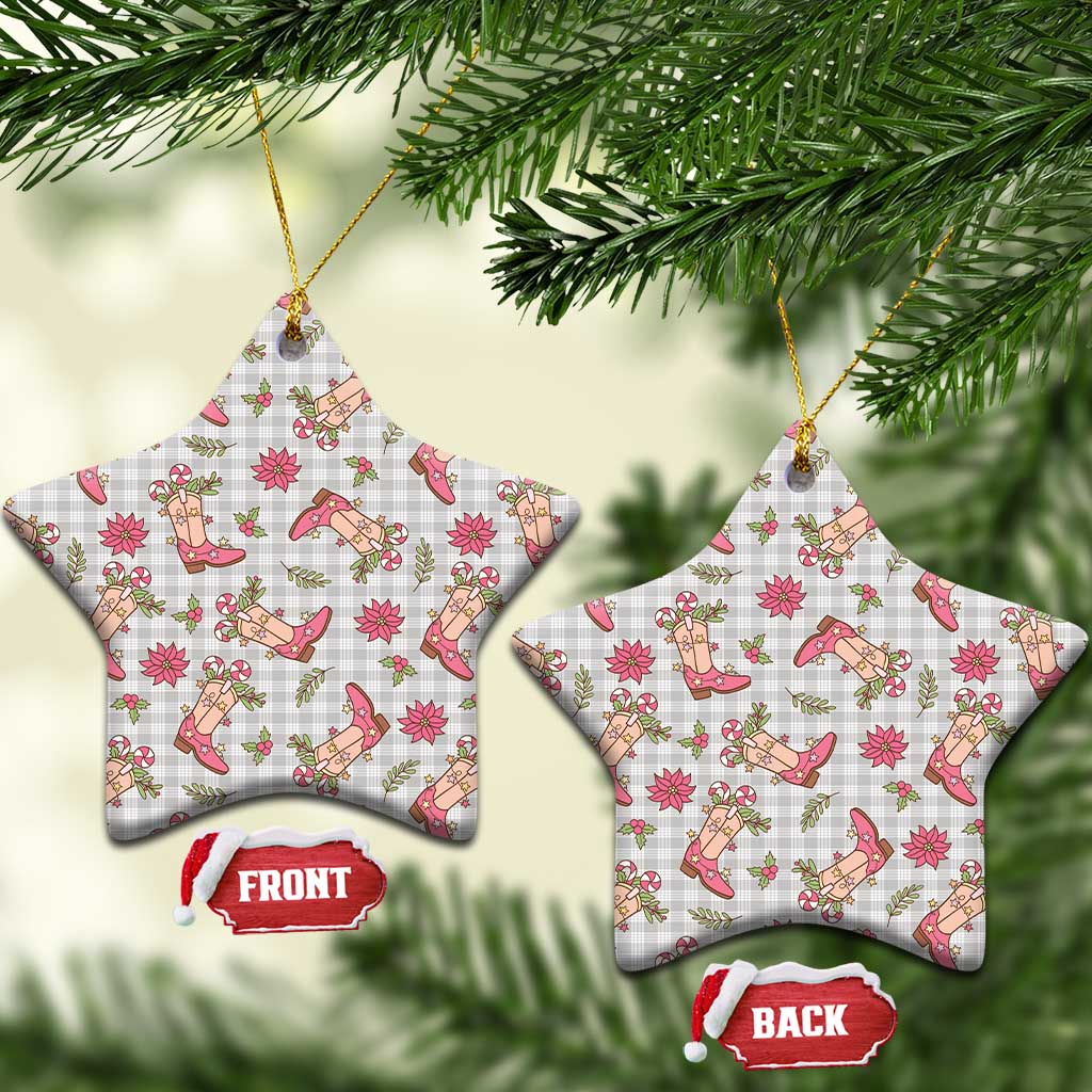 Gray Paniolo Palaka Hawaiian Cowgirl Christmas Ceramic Ornament - Polynesian Pride