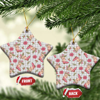 Gray Paniolo Palaka Hawaiian Cowgirl Christmas Ceramic Ornament - Polynesian Pride