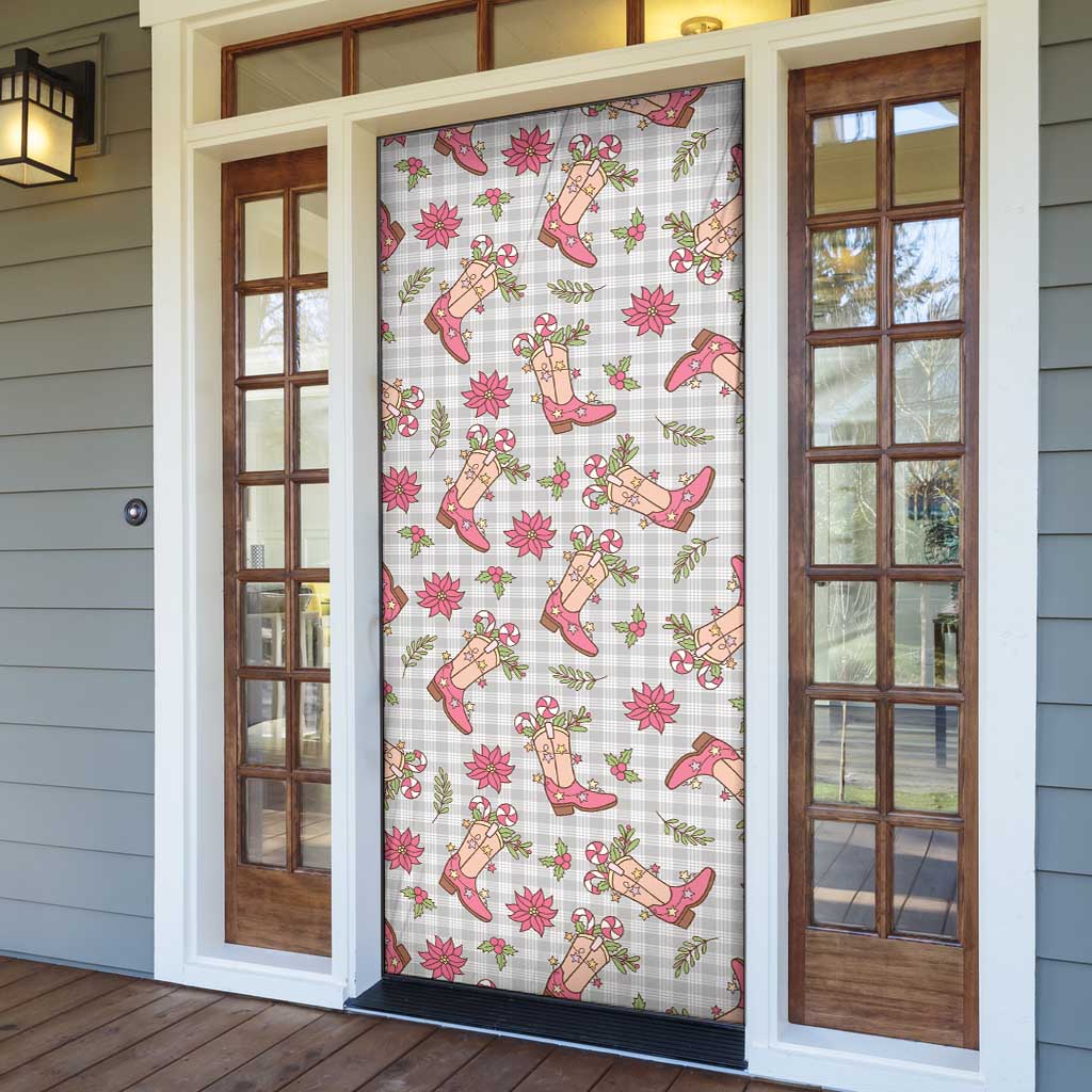 Gray Paniolo Palaka Hawaiian Cowgirl Christmas Door Cover LT9 - Polynesian Pride