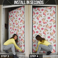 Gray Paniolo Palaka Hawaiian Cowgirl Christmas Door Cover LT9 - Polynesian Pride