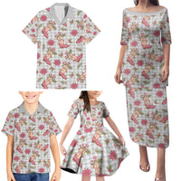 Gray Paniolo Palaka Hawaiian Cowgirl Christmas Family Matching Puletasi and Hawaiian Shirt - Polynesian Pride