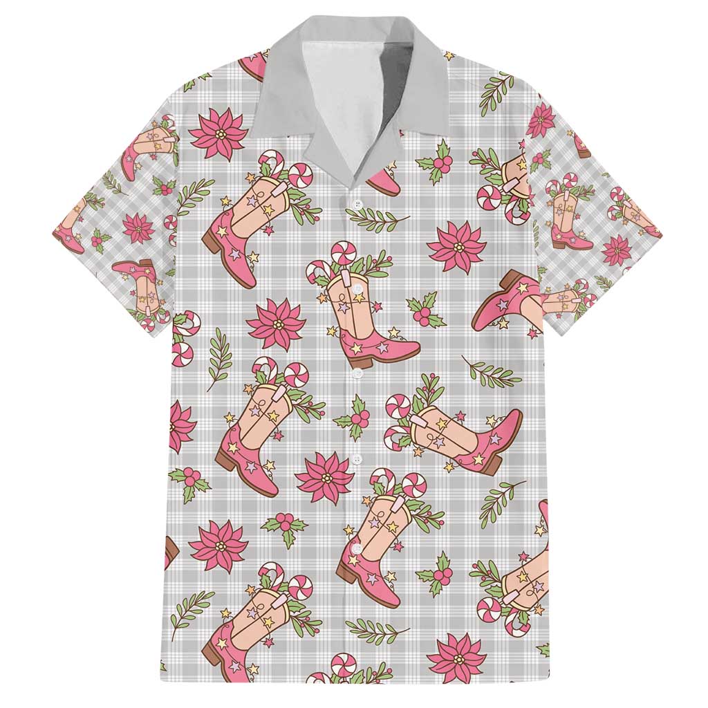 Gray Paniolo Palaka Hawaiian Cowgirl Christmas Family Matching Puletasi and Hawaiian Shirt - Polynesian Pride