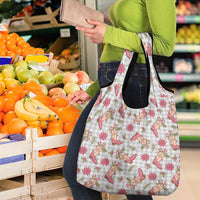 Gray Paniolo Palaka Hawaiian Cowgirl Christmas Grocery Bag - Polynesian Pride