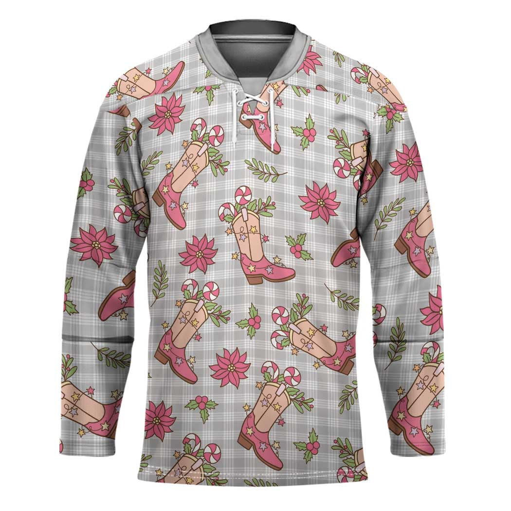 Gray Paniolo Palaka Hawaiian Cowgirl Christmas Hockey Jersey - Polynesian Pride