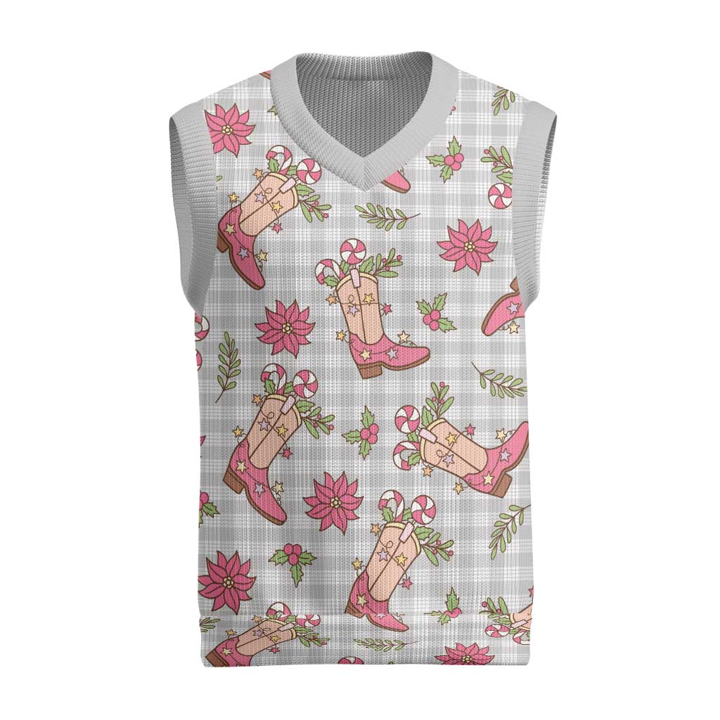 Gray Paniolo Palaka Hawaiian Cowgirl Christmas Knitted V-Neck Vest - Polynesian Pride