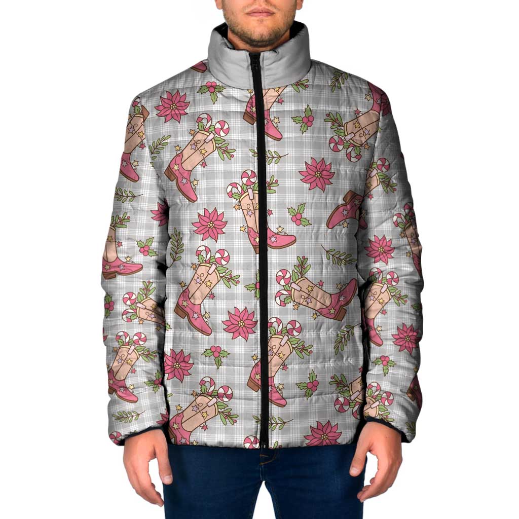 Gray Paniolo Palaka Hawaiian Cowgirl Christmas Padded Jacket LT9 Men Gray - Polynesian Pride