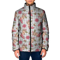 Gray Paniolo Palaka Hawaiian Cowgirl Christmas Padded Jacket LT9 Men Gray - Polynesian Pride