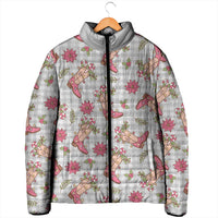 Gray Paniolo Palaka Hawaiian Cowgirl Christmas Padded Jacket LT9 - Polynesian Pride