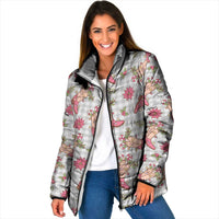 Gray Paniolo Palaka Hawaiian Cowgirl Christmas Padded Jacket LT9 Women Gray - Polynesian Pride
