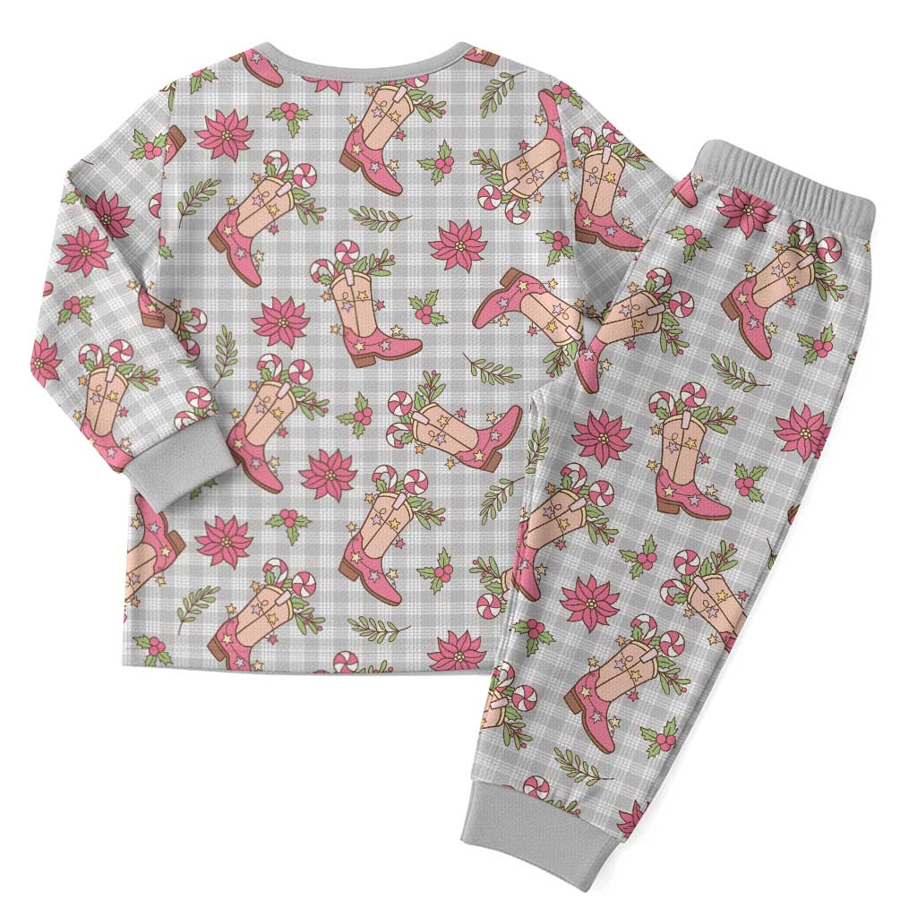 Gray Paniolo Palaka Hawaiian Cowgirl Christmas Pajama Set - Polynesian Pride