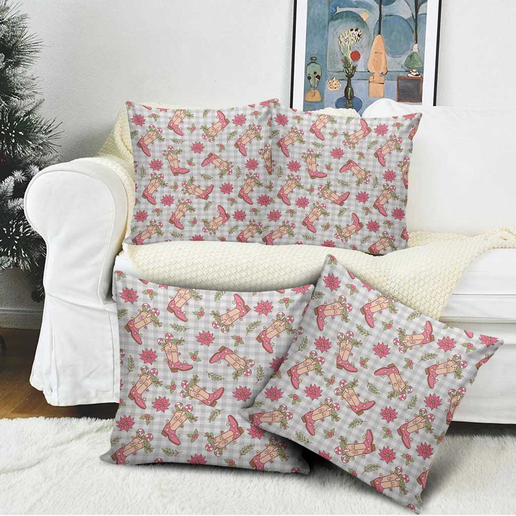 Gray Paniolo Palaka Hawaiian Cowgirl Christmas Pillow Cover - Polynesian Pride