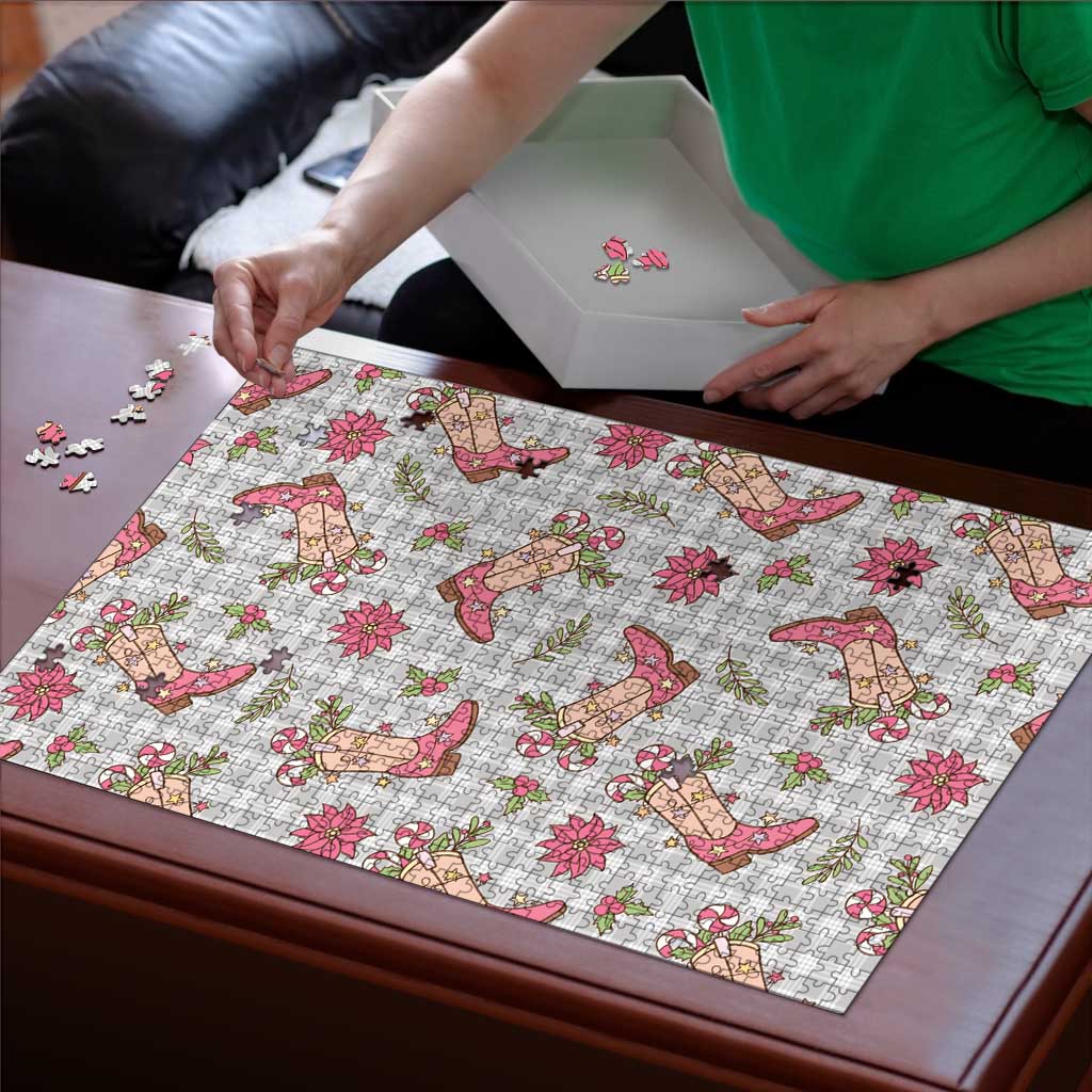 Gray Paniolo Palaka Hawaiian Cowgirl Christmas Puzzle - Polynesian Pride
