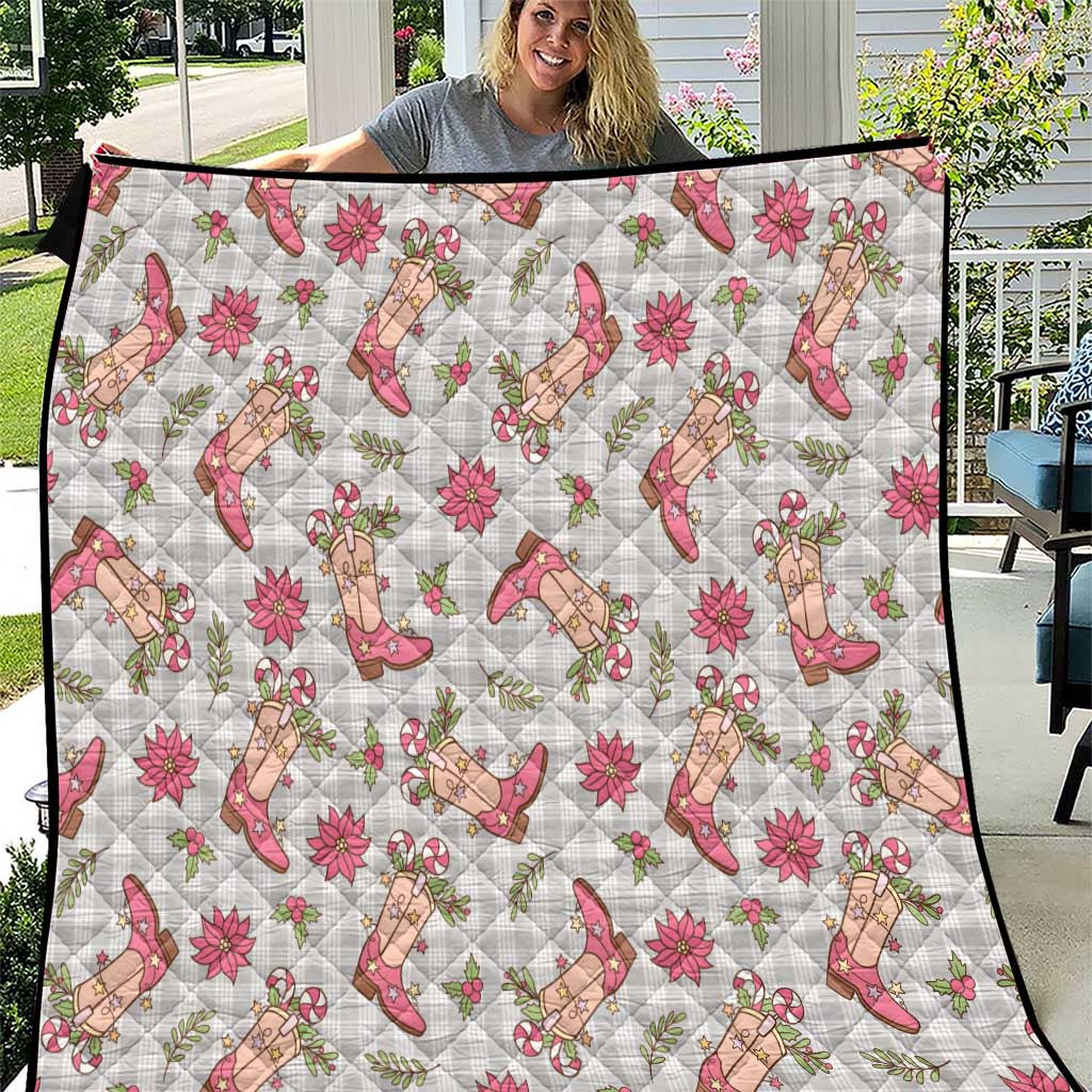 Gray Paniolo Palaka Hawaiian Cowgirl Christmas Quilt - Polynesian Pride