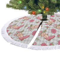 Gray Paniolo Palaka Hawaiian Cowgirl Christmas Tree Skirt - Polynesian Pride