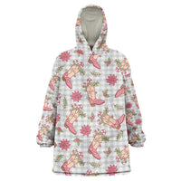 Gray Paniolo Palaka Hawaiian Cowgirl Christmas Wearable Blanket Hoodie - Polynesian Pride