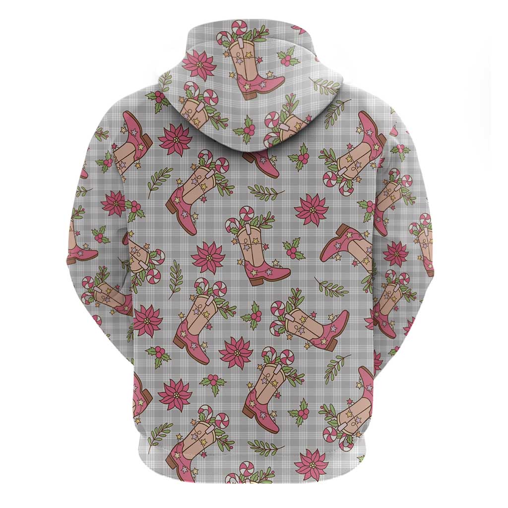 Gray Paniolo Palaka Hawaiian Cowgirl Christmas Zip Hoodie - Polynesian Pride