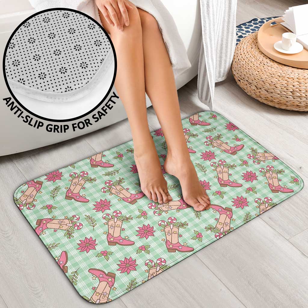 Green Paniolo Palaka Hawaiian Cowgirl Christmas Bathroom Set - Polynesian Pride