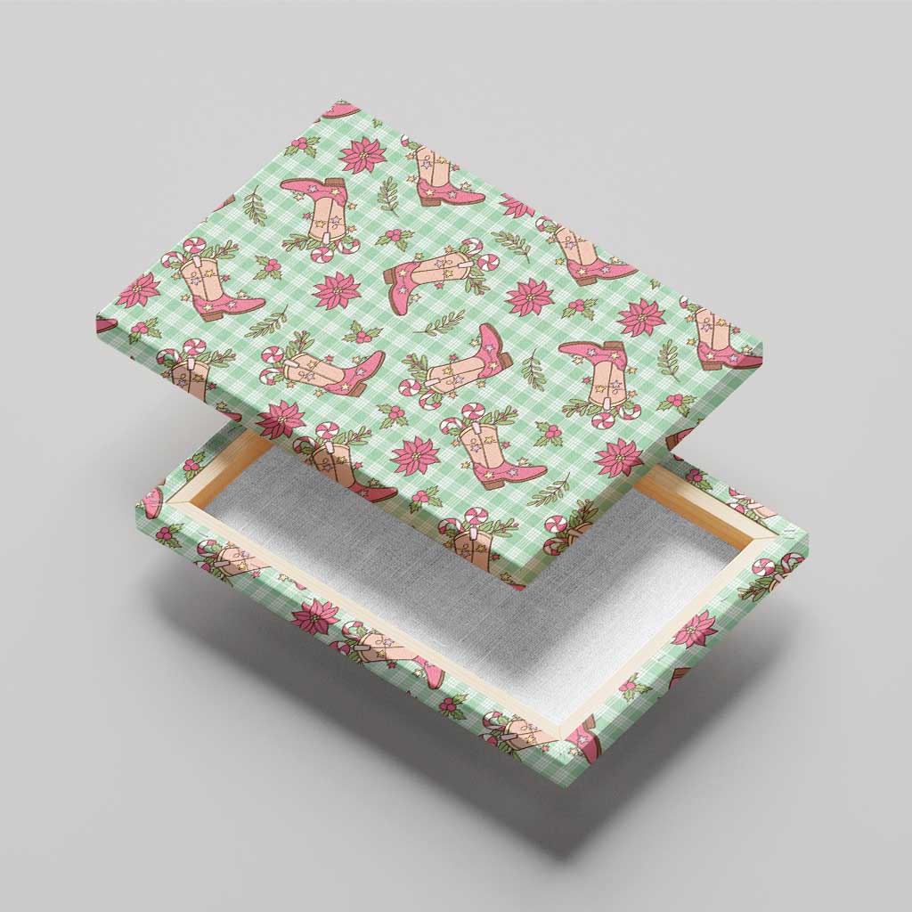 Green Paniolo Palaka Hawaiian Cowgirl Christmas Canvas Wall Art - Polynesian Pride