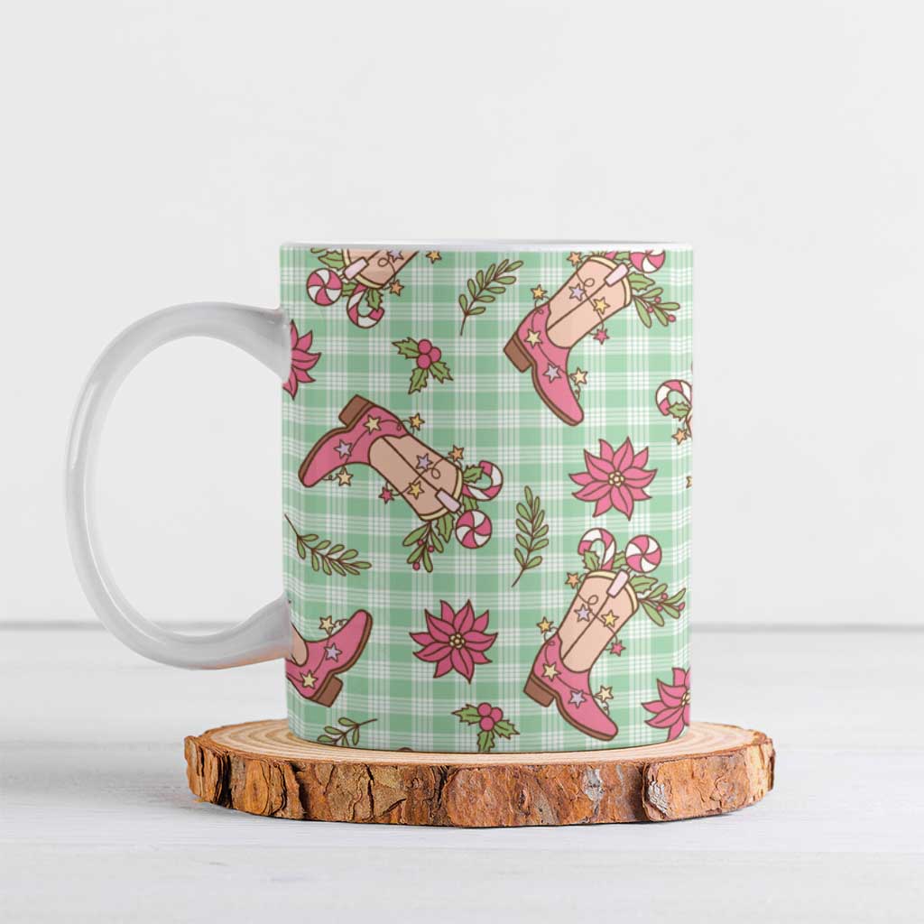 Green Paniolo Palaka Hawaiian Cowgirl Christmas Ceramic Mug LT9 Green - Polynesian Pride