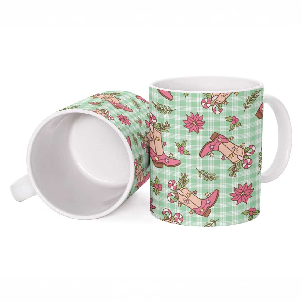 Green Paniolo Palaka Hawaiian Cowgirl Christmas Ceramic Mug LT9 - Polynesian Pride