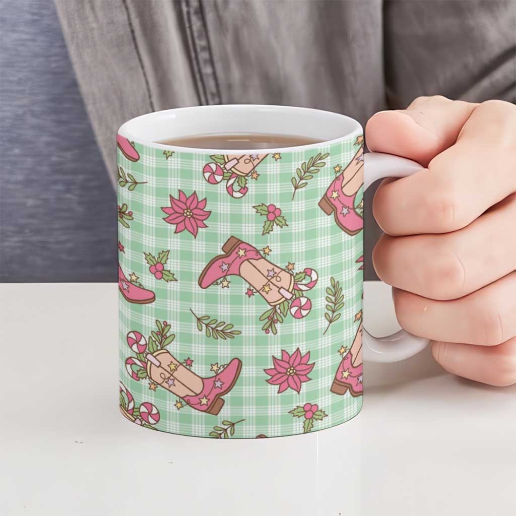 Green Paniolo Palaka Hawaiian Cowgirl Christmas Ceramic Mug LT9 - Polynesian Pride