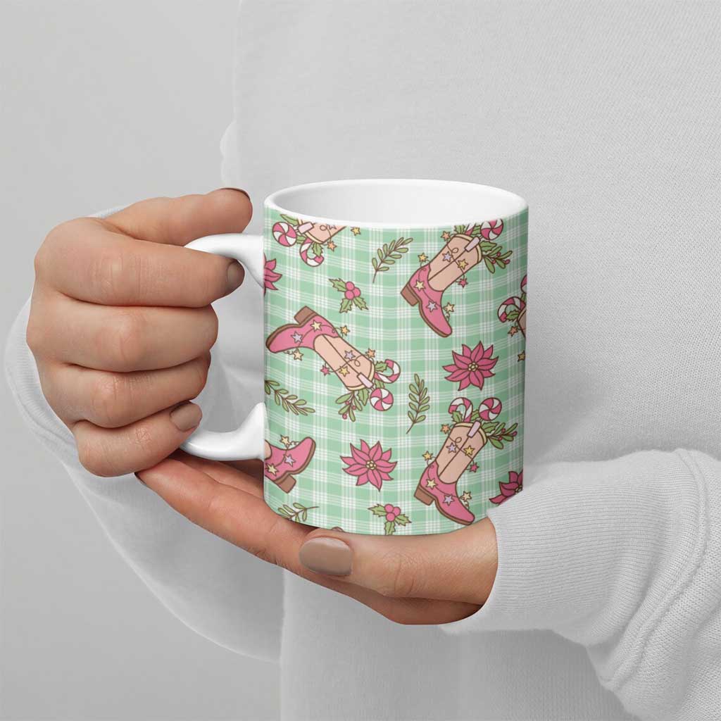 Green Paniolo Palaka Hawaiian Cowgirl Christmas Ceramic Mug LT9 - Polynesian Pride