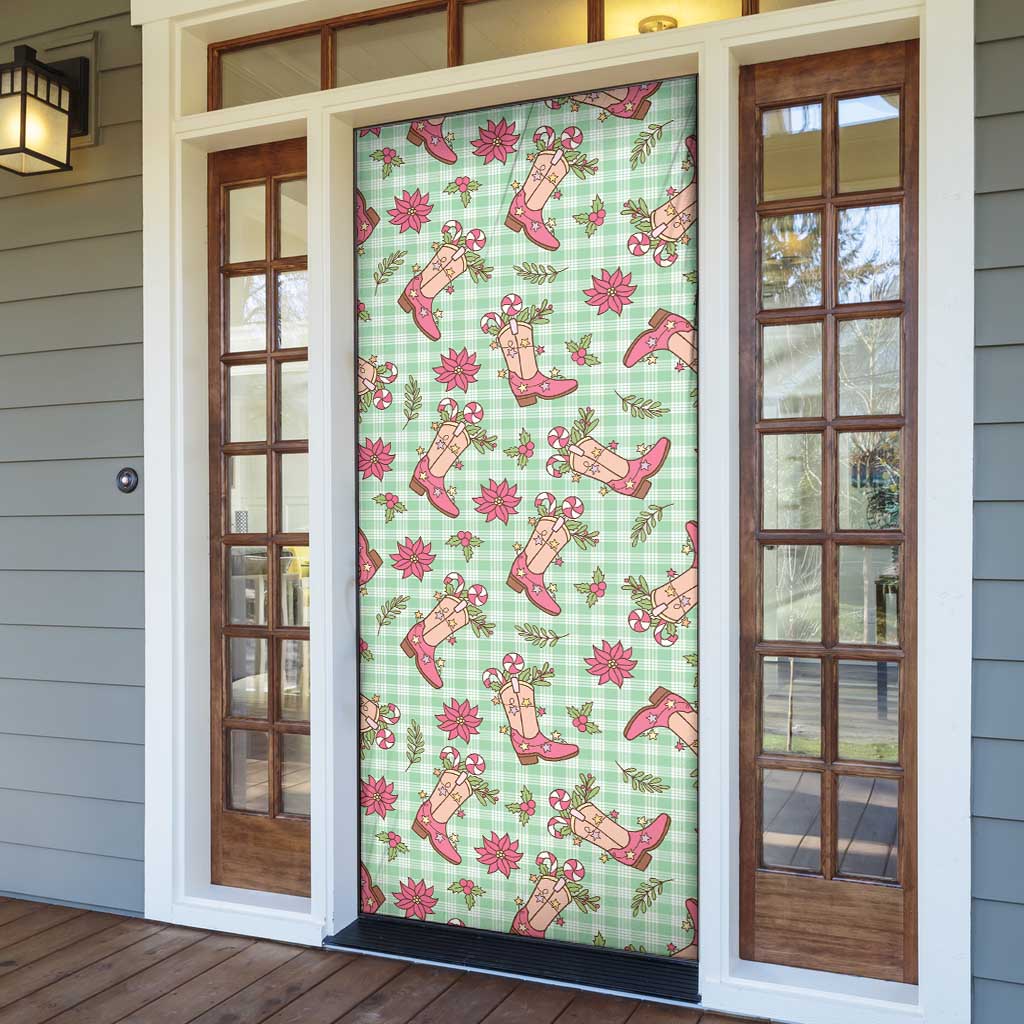Green Paniolo Palaka Hawaiian Cowgirl Christmas Door Cover LT9 - Polynesian Pride