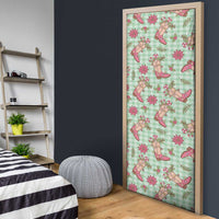 Green Paniolo Palaka Hawaiian Cowgirl Christmas Door Cover LT9 - Polynesian Pride