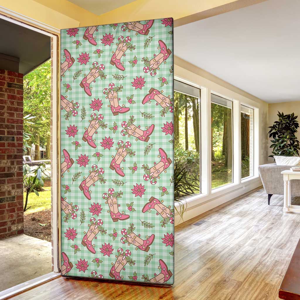 Green Paniolo Palaka Hawaiian Cowgirl Christmas Door Cover LT9 - Polynesian Pride