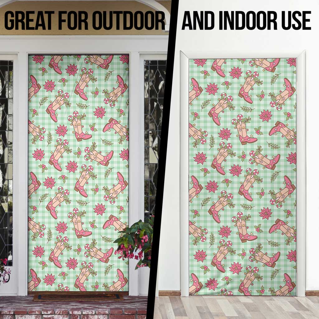 Green Paniolo Palaka Hawaiian Cowgirl Christmas Door Cover LT9 - Polynesian Pride