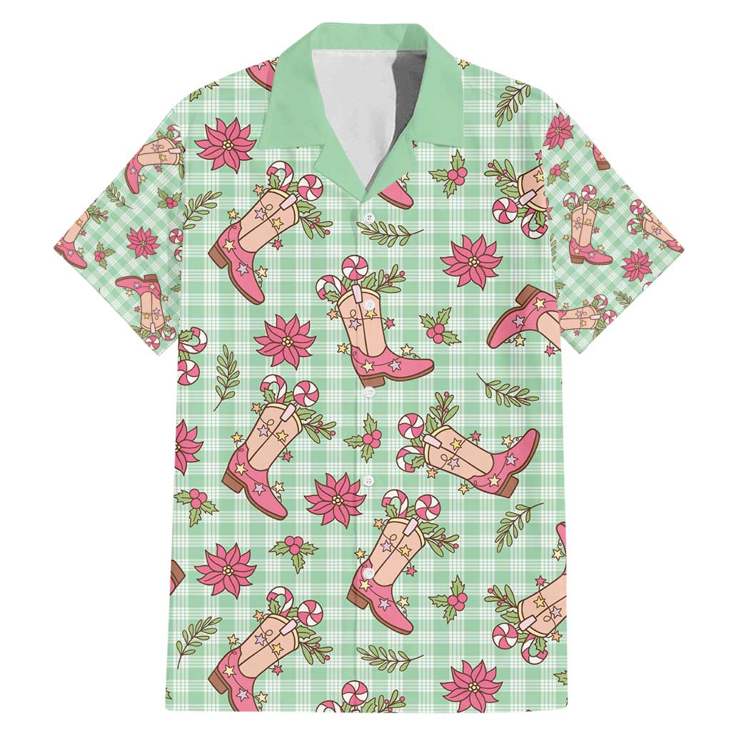 Green Paniolo Palaka Hawaiian Cowgirl Christmas Family Matching Mermaid Dress and Hawaiian Shirt - Polynesian Pride