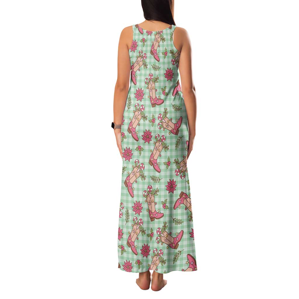 Green Paniolo Palaka Hawaiian Cowgirl Christmas Family Matching Tank Maxi Dress and Hawaiian Shirt - Polynesian Pride