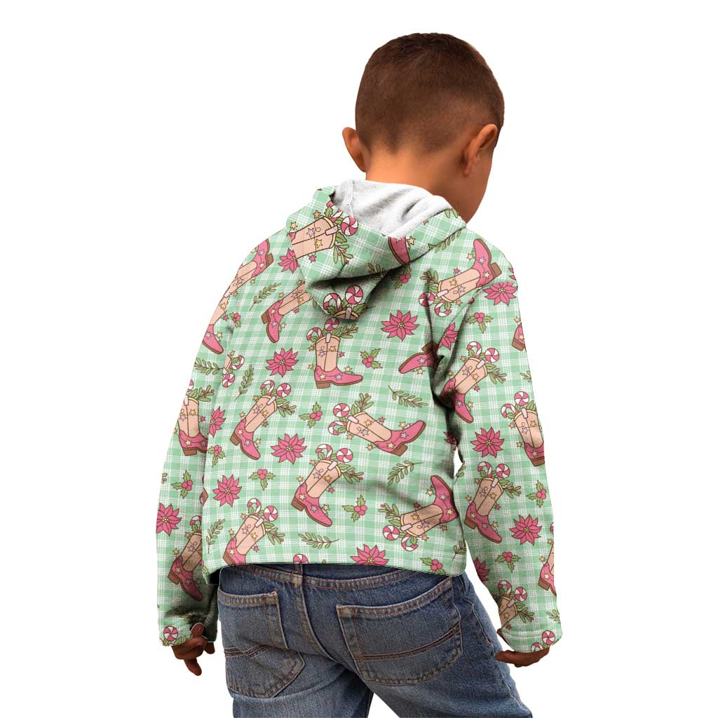 Green Paniolo Palaka Hawaiian Cowgirl Christmas Kid Hoodie - Polynesian Pride