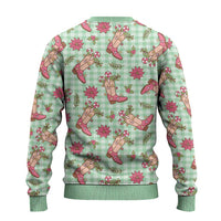 Green Paniolo Palaka Hawaiian Cowgirl Christmas Ugly Christmas Sweater - Polynesian Pride