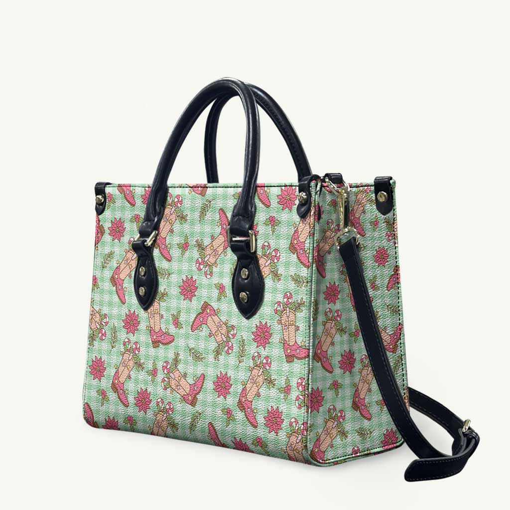 Green Paniolo Palaka Hawaiian Cowgirl Christmas Leather Bag - Polynesian Pride