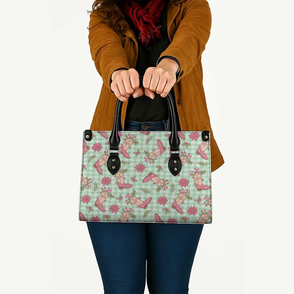 Green Paniolo Palaka Hawaiian Cowgirl Christmas Leather Bag - Polynesian Pride