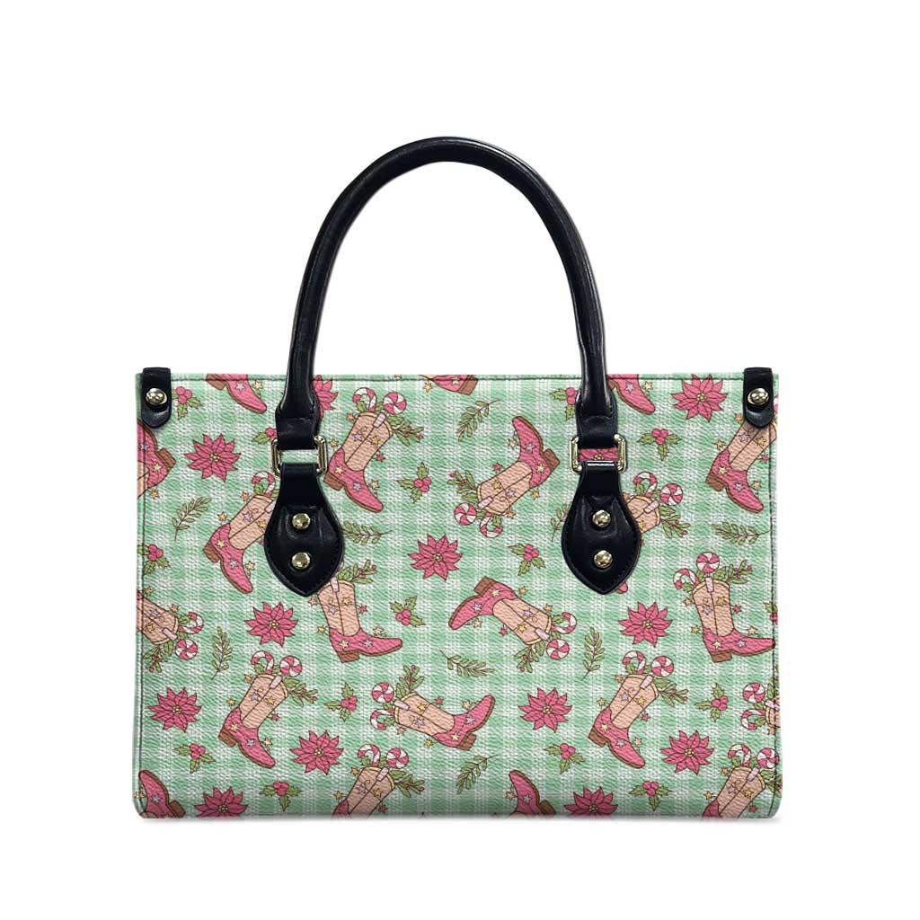 Green Paniolo Palaka Hawaiian Cowgirl Christmas Leather Bag - Polynesian Pride