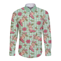 Green Paniolo Palaka Hawaiian Cowgirl Christmas Long Sleeve Button Shirt LT9 Unisex Green - Polynesian Pride