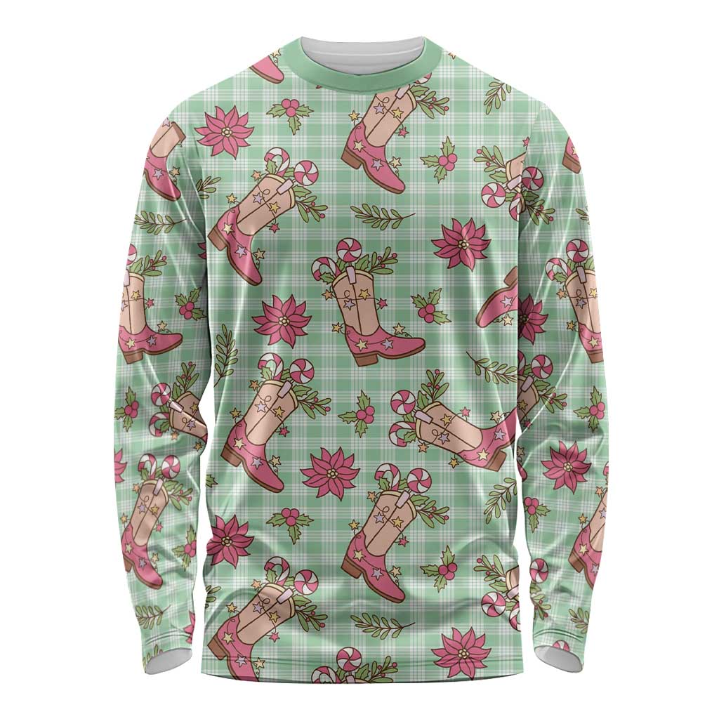 Green Paniolo Palaka Hawaiian Cowgirl Christmas Long Sleeve Shirt LT9 Unisex Green - Polynesian Pride