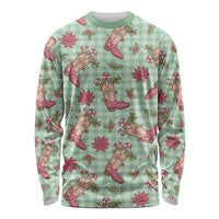 Green Paniolo Palaka Hawaiian Cowgirl Christmas Long Sleeve Shirt LT9 Unisex Green - Polynesian Pride